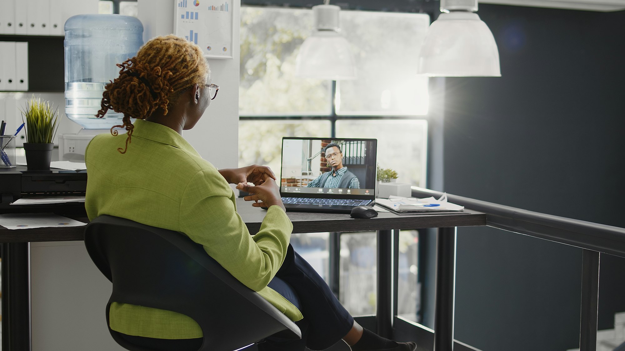 African american people meeting on online videocall